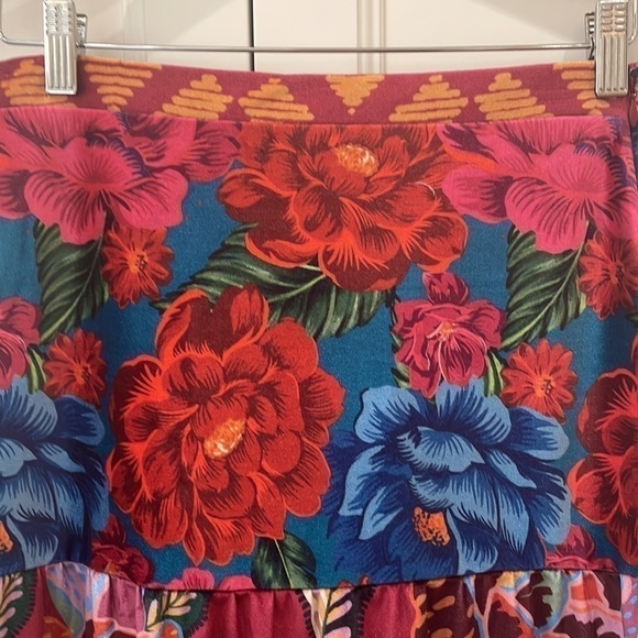 Anthropologie Farm Rio Drea Tiered Velvet Midi Maxi Skirt Floral-Boho-NWT—SP - Picture 11 of 11